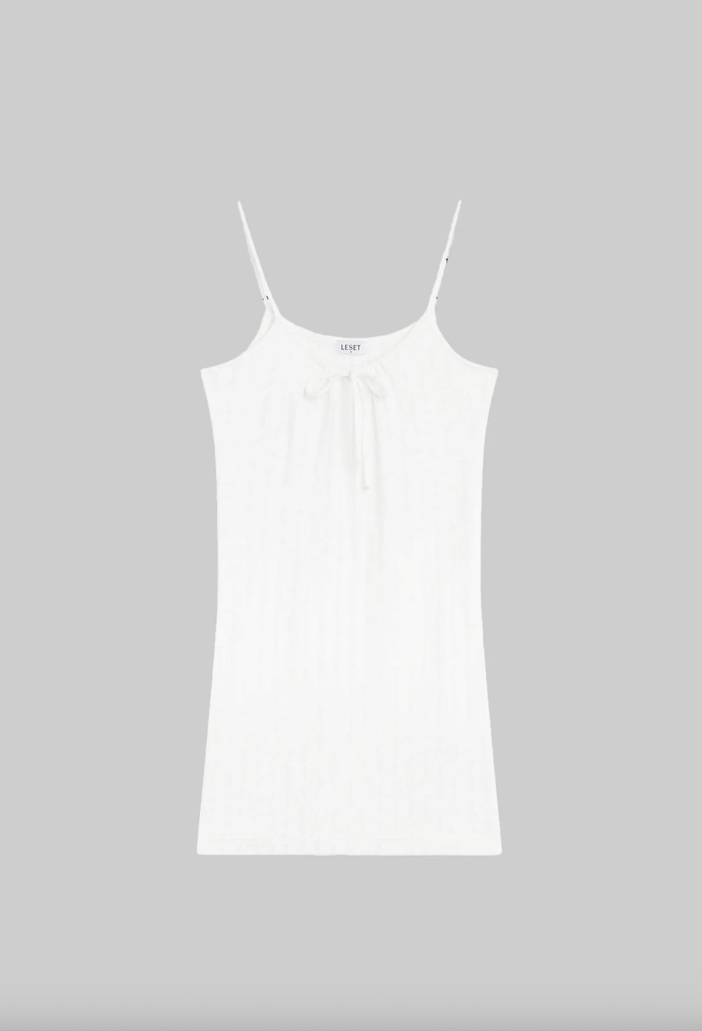Leset Pointelle Tie Front Mini Dress – White | Alternate view