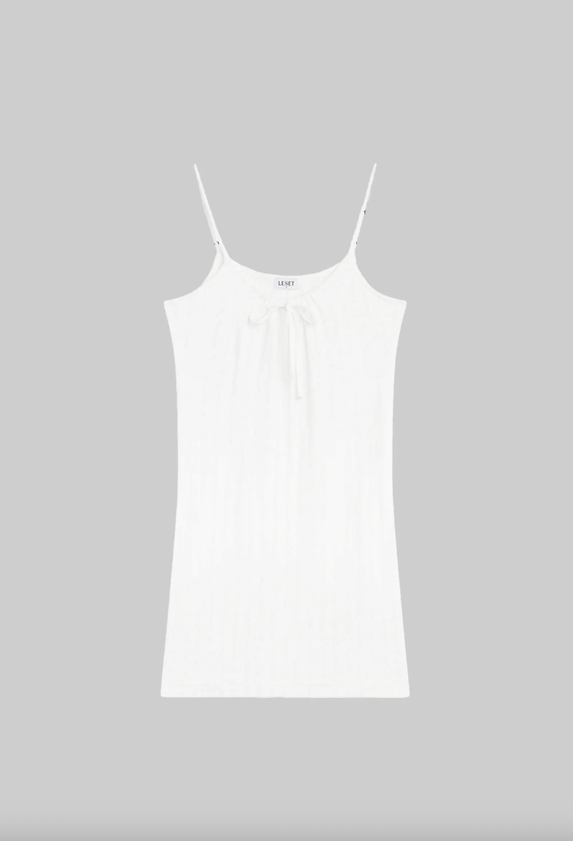 Leset Pointelle Tie Front Mini Dress – White | Alternate view