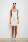 Leset Pointelle Tie Front Mini Dress – White | Front view