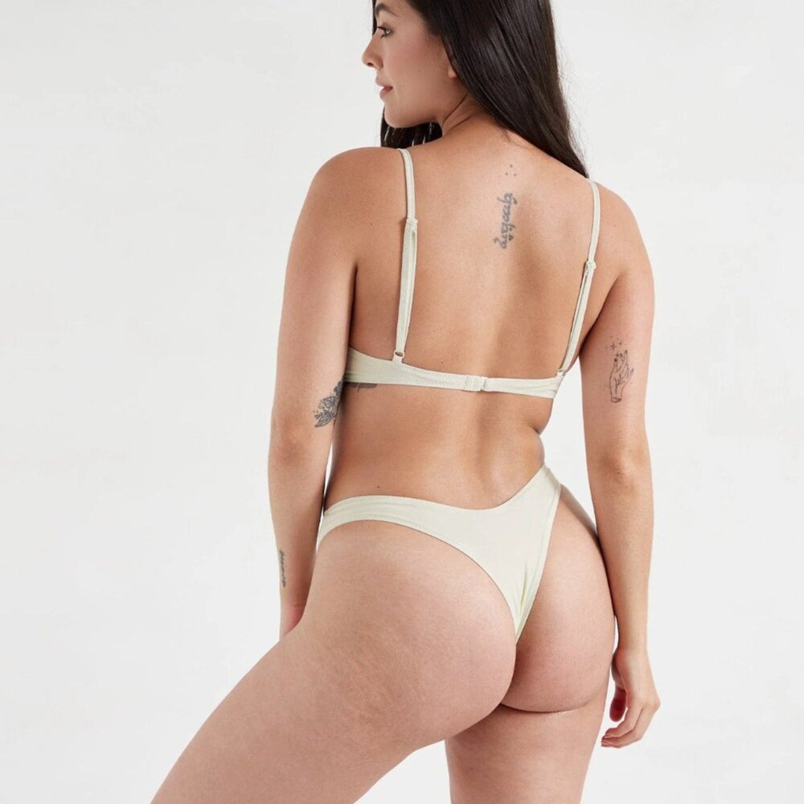 OneOne Swimwear Heidi Cheeky Bikini Bottom - Ivory Ribbed | Alternate view