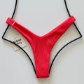 Kulani Kinis Y Cheeky Bikini Bottom - Watermelon Ribbed | Front view