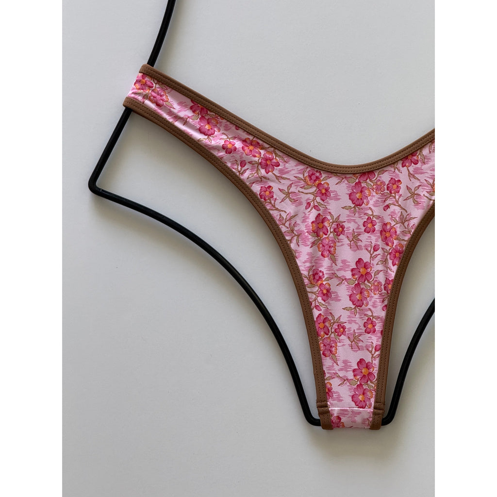 Frankies Bikinis Full Moon Floral Micro Bikini Bottom - Watercolor | Back view