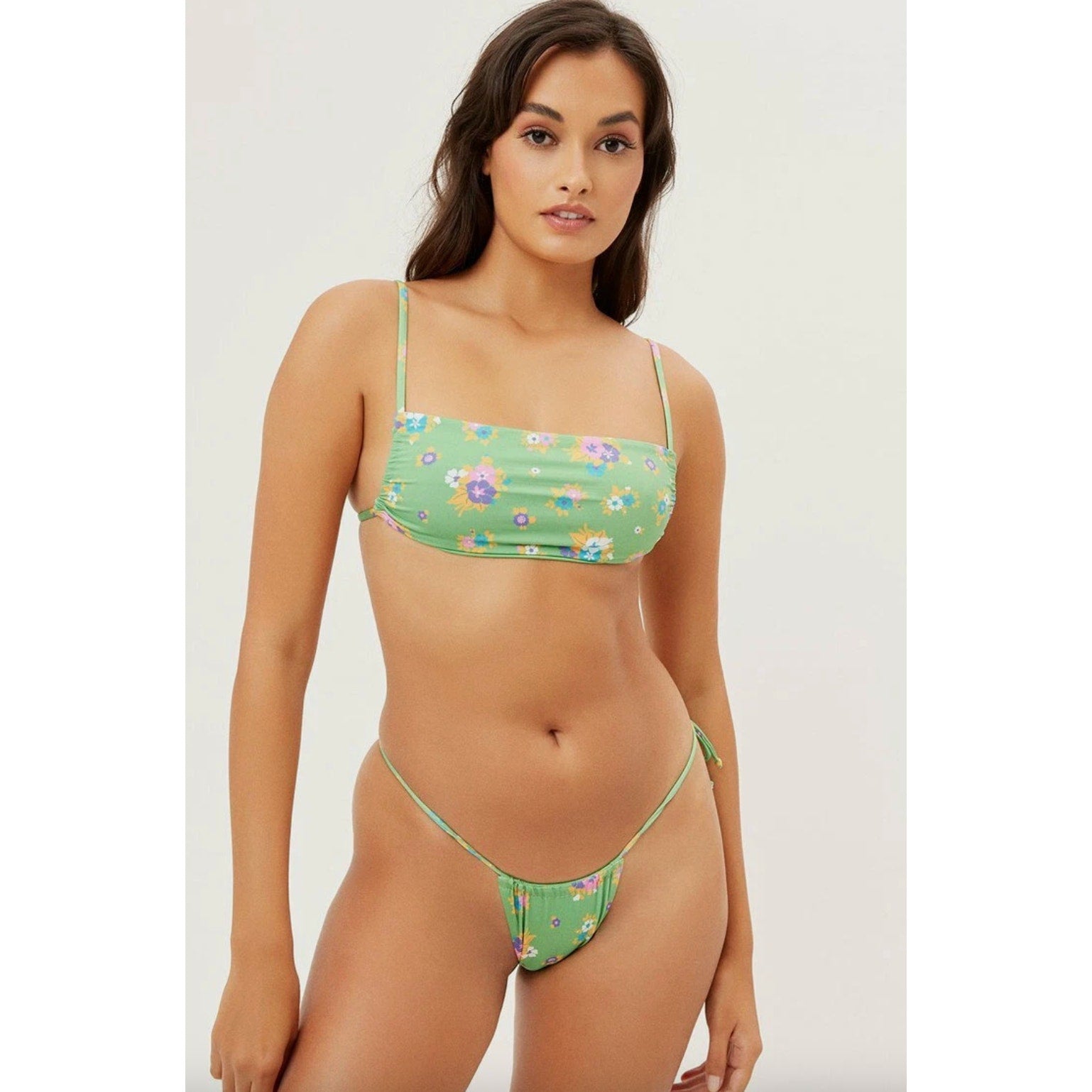 Frankies Bikinis Kailyn String Bandeau Bikini Top - Meadow | Front view
