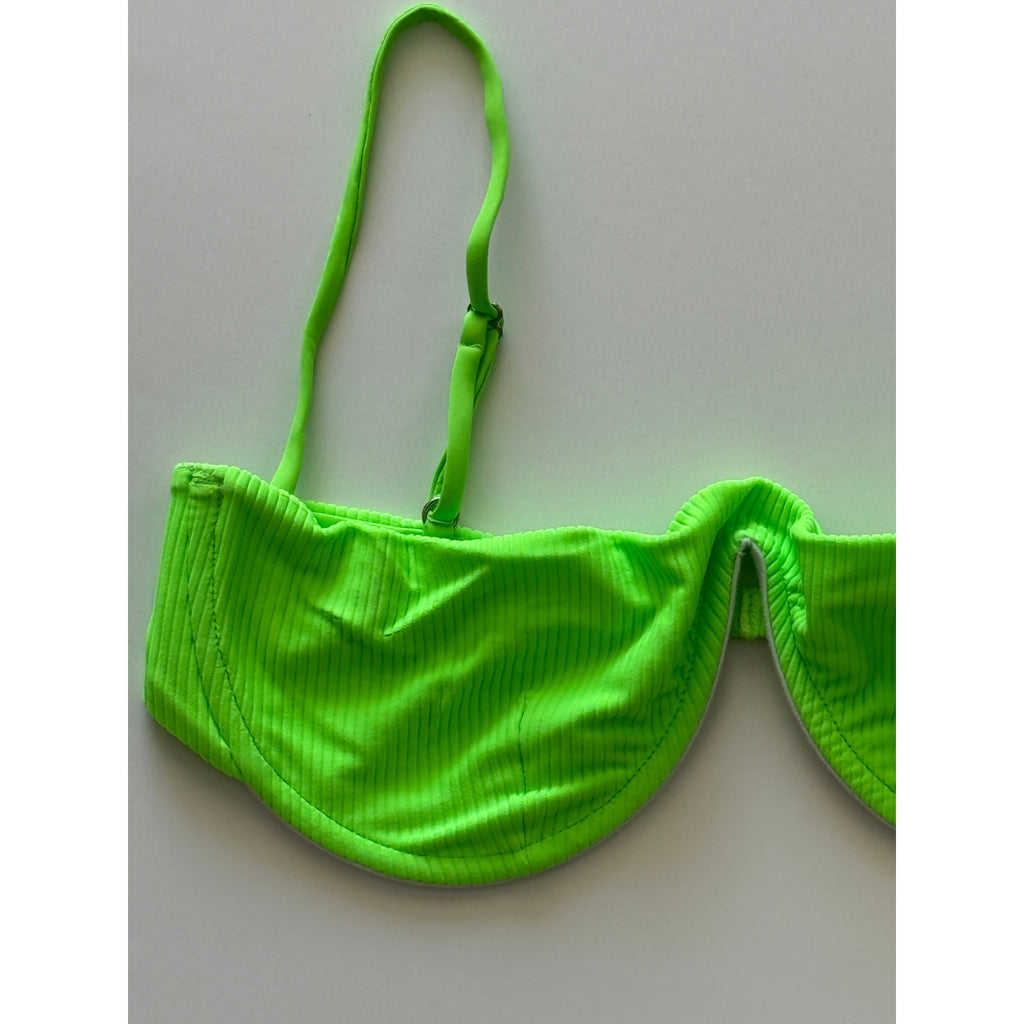 Frankies Bikinis Tolly Ribbed Underwire Bikini Top - Green Glow | Alternate view
