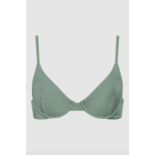 Acacia Swimwear Manhattan Ribbed Bikini Top - Clover | Front view