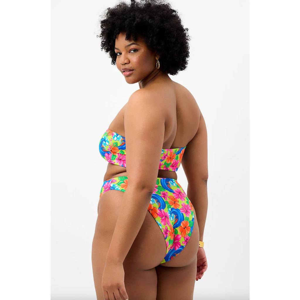 Frankies Bikinis Jean Floral Bandeau Bikini Top - Neon Surfer | Alternate view