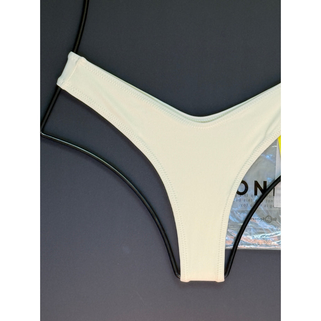 OneOne Swimwear Heidi Cheeky Bikini Bottom - Ivory Ribbed | Back view