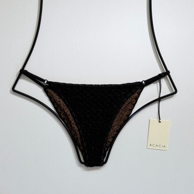 Acacia Swimwear Salé Crochet Bikini Bottom - Licorice - Moderate | Front view