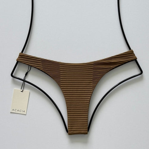 Acacia Swimwear Oslo Dual Ribbed Bikini Bottom - Bear - Minimal | Front view