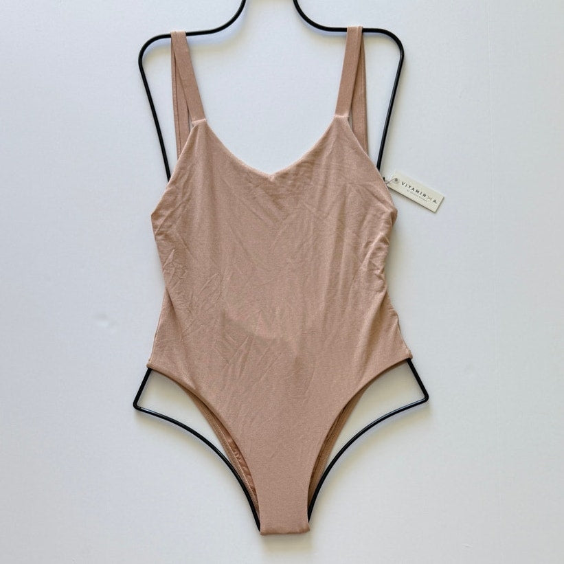Vitamin A Swimwear Leah One Piece - Rose Gold Metallic | Front view