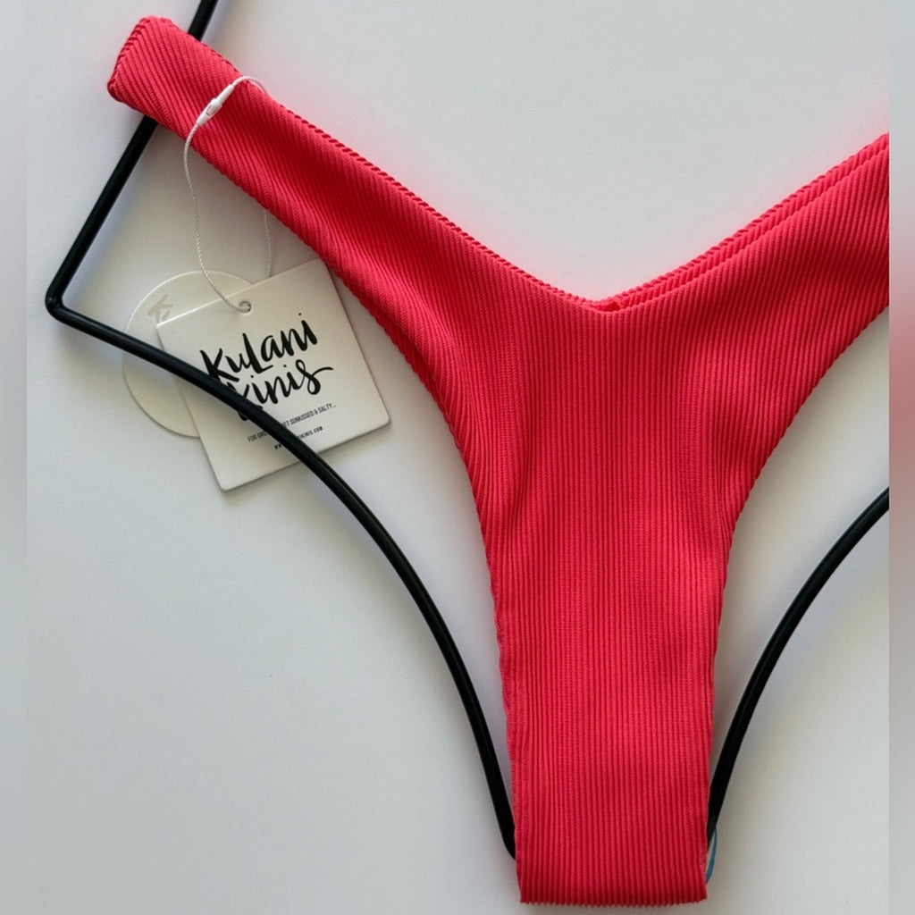 Kulani Kinis Y Cheeky Bikini Bottom - Watermelon Ribbed | Back view