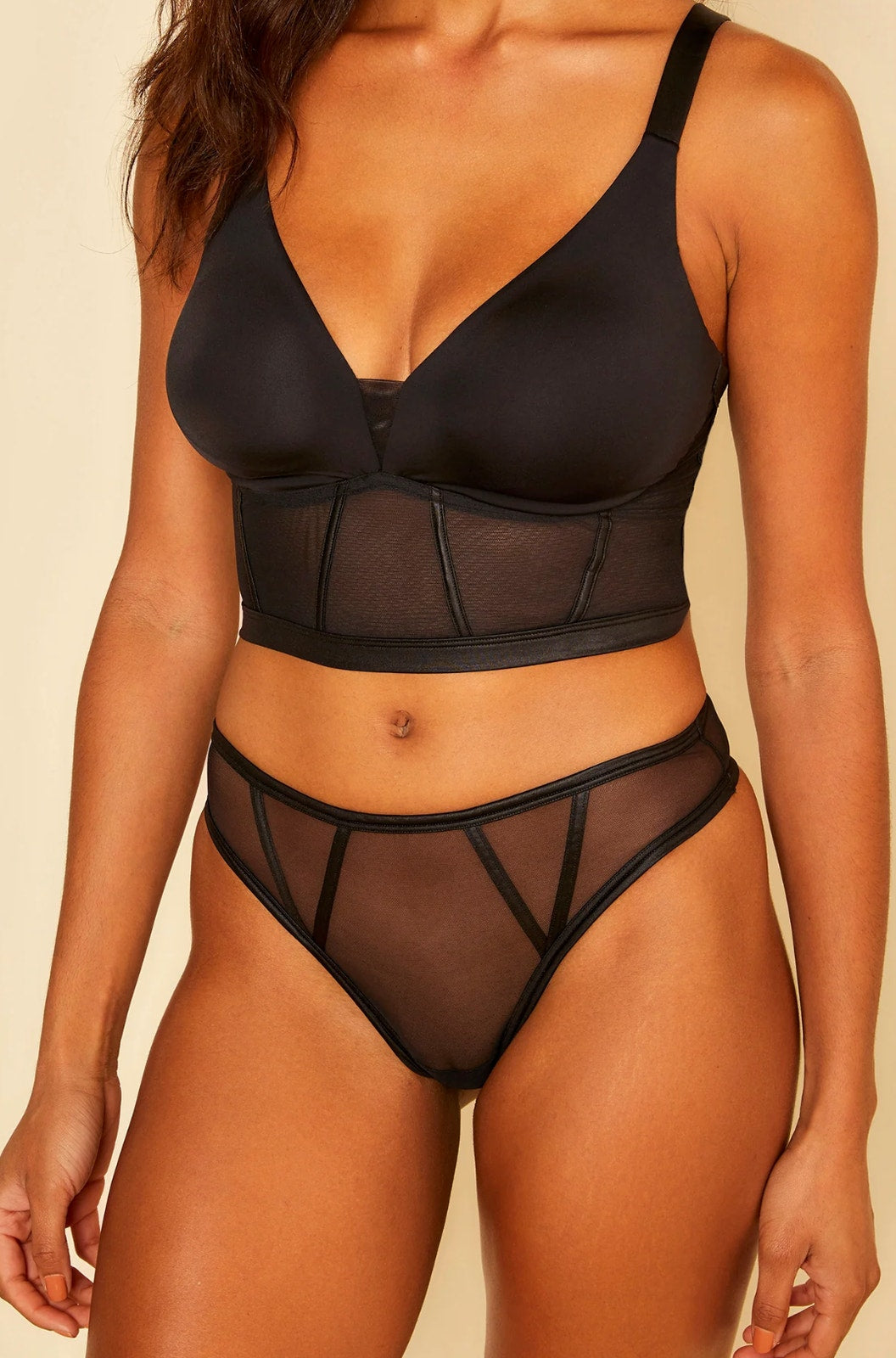 Cosabella Sardegna Thong Panty - Black - Sheer Mesh Lingerie Boudoir | Front view