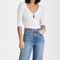 Only Hearts Feather Weight Rib Keyhole Bodysuit | Front view