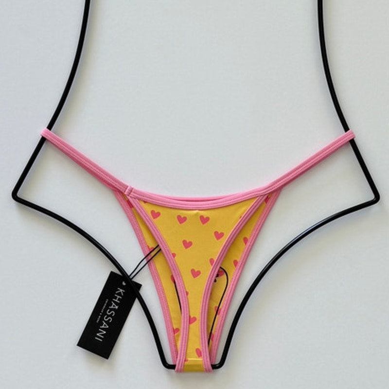 Khassani Swim Tiny Tanga Bikini Bottom - Hearts