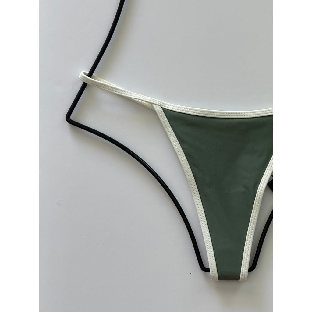 Khassani Swim Tiny Tanga Bikini Bottom -Khaki / Papyrus