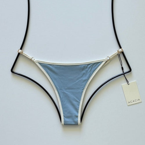 Acacia Swimwear Relle Piped Ribbed Bikini Bottom - Skipper - Minimal | Front view