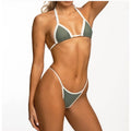Khassani Swim Tiny Tanga Bikini Bottom -Khaki / Papyrus