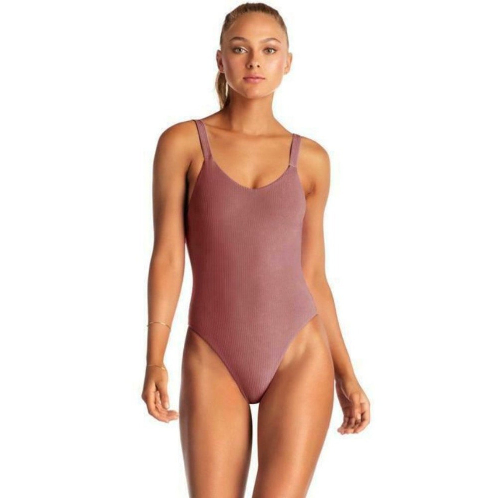Vitamin A Swimwear Leah One Piece - Rose Rib | Alternate view