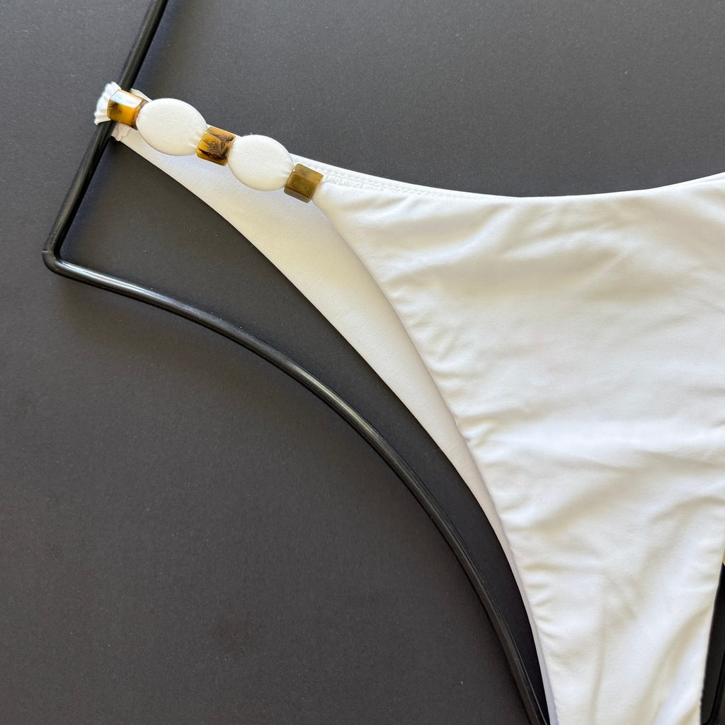 ViX Paula Hermanny ViX Swimwear Dora Cheeky Bikini Bottom in White | Back view