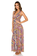 Luli Fama Dress - Luli Fama Alhambra V Neck Long Dress in Coral
