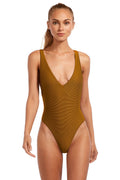 Vitamin A One Piece - Vitamin A Swimwear Alana One Piece in Amber BioRib