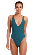 Vitamin A One Piece - Vitamin A Swimwear Alana One Piece in Jade EcoRib